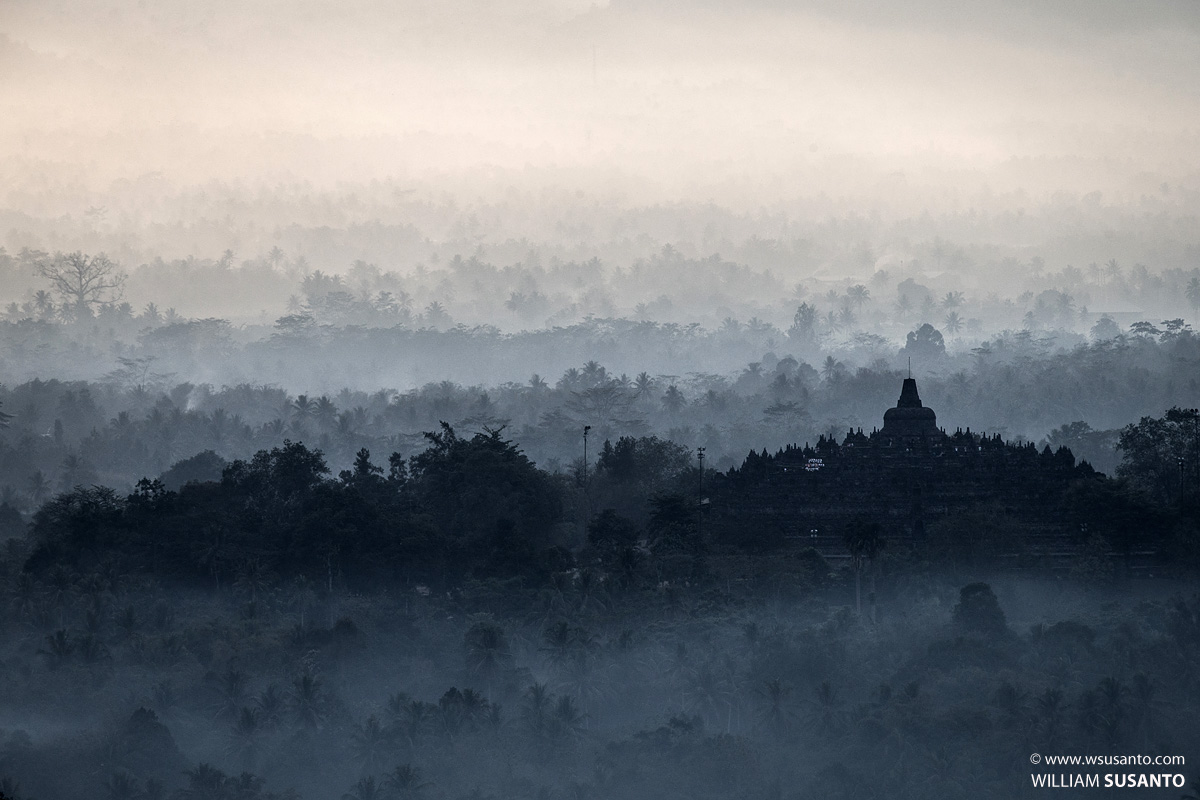 Borobudur in Morning Mist